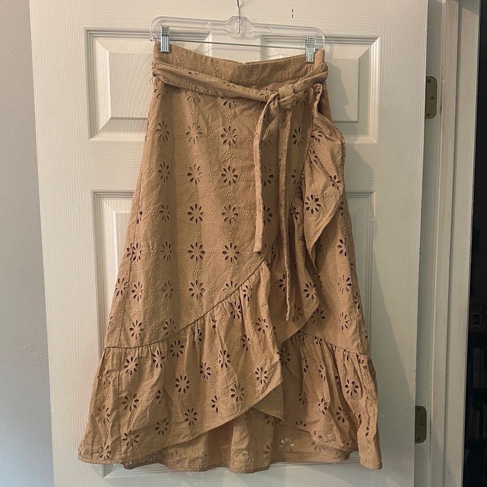 Ann Taylor Tan Eyelet Skirt